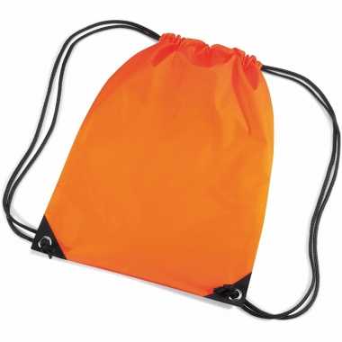2x stuks oranje sportdag gymtasjes/zwembad tasjes 45 x 34 cm