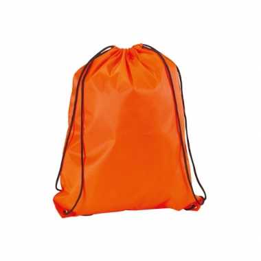 6x stuks neon oranje gymtassen/gymtassen met rijgkoord 34 x 42 cm