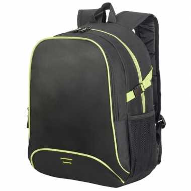 Allround rugzak/gymtas zwart/limegroen 44 cm