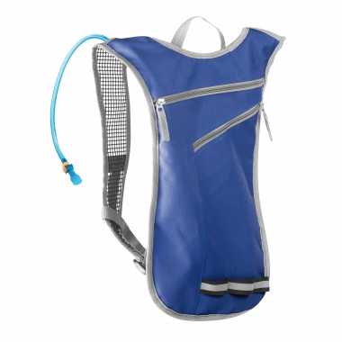 Blauwe sport gymtas/rugzak met waterzak 2 liter 32 x 50 cm