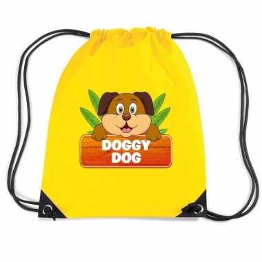 Doggy dog de hond gymtas / gymtas geel voor kinderen