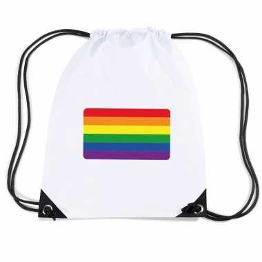 Gymtas met rijgkoord vlag regenboog