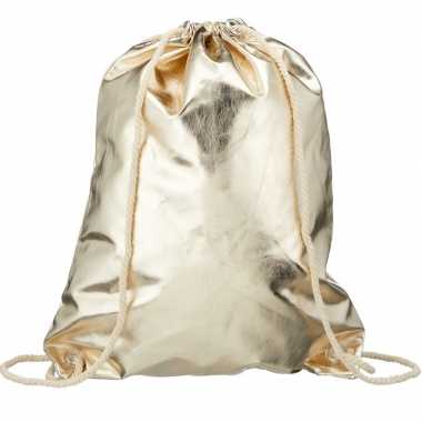 Metallic gouden gymtas/zwemtasje met rijgkoord
