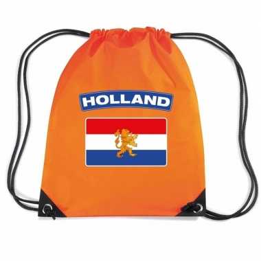 Oranje gymtas met rijgkoord holland vlag
