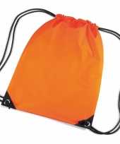 10x stuks oranje sportdag gymtasjes zwembad tasjes 45 x 34 cm