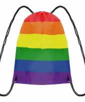 1x gymtasje gymtas rijgkoord regenboog rainbow pride vlag voor volwassenen en kids