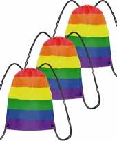 3x gymtasje gymtas rijgkoord regenboog rainbow pride vlag voor volwassenen en kids