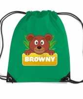 Browny de beer gymtas gymtas groen voor kinderen