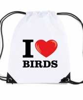 Gymtas met rijgkoord i love birds