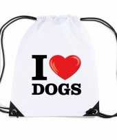 Gymtas met rijgkoord i love dogs