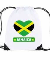 Gymtas met rijgkoord jamaica vlag in hart
