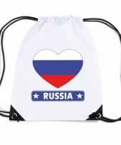 Gymtas met rijgkoord rusland vlag in hart