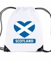 Gymtas met rijgkoord schotland vlag in hart