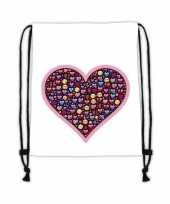 Gymtas wit met een hart met emoticons