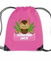 Jumping jack paarden gymtas gymtas roze voor kinderen