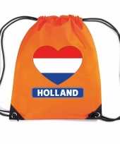 Oranje gymtas met rijgkoord holland hart vlag