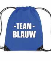 Team blauw gymtas voor bedrijfsuitje