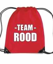 Team rood gymtas voor bedrijfsuitje